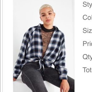 UO Courtney Tie-Front Flannel Top